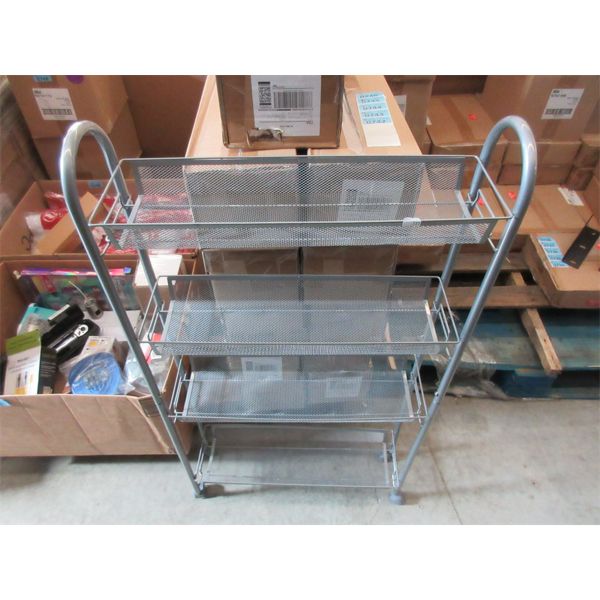 2 New Slim 4 Tier Metal Rolling Racks