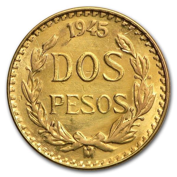 1945 Mexico Gold 2 Pesos AGW .0482