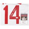 Image 2 : PETE ROSE SIGNED CINCINATI REDS CAREER STAT JERSEY (JS COA)