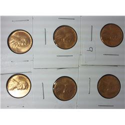 6-1957-D Lincoln Cents (UNC)