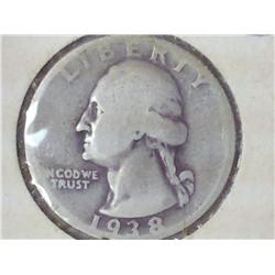 1938-S Silver Washington Quarter