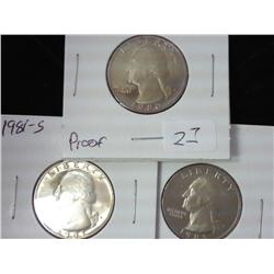 1980-S, 1981-S And 1985-S Washington Quarters
