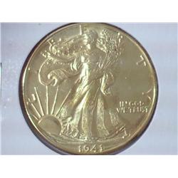 1941 Gold Plated Walking Liberty Half Dollar