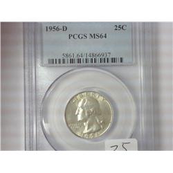 1956-D Silver Washington Quarter PCGS MS64