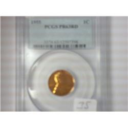 1955 Lincoln Cent PCGS PR63 RD