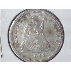 1842-O Seated Liberty Quarter