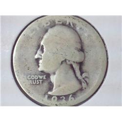 1936-D Silver Washington Quarter