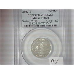 2002-S Silver Indiana Quarter PCGS PR69DCAM