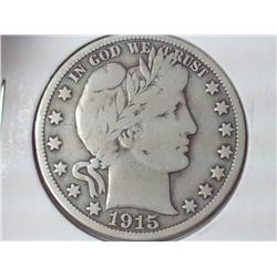 1915-S Barber Half Dollar (VG+)