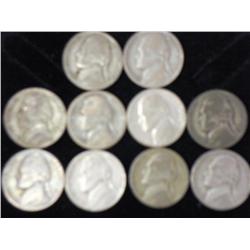 10 Assorted Jefferson War Nickels (35% Silver)