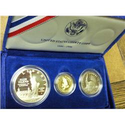 1986 Statue Of Liberty 3 Coin Set (In Box W/Paper)