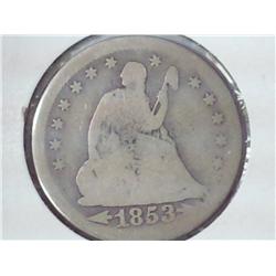 1853 With Arrows And Rays Seated Liberty Quarter