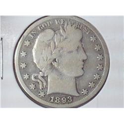 1893-S Barber Half Dollar (G+) Key Date