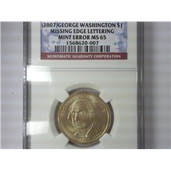 2007 Washington $ Missing Edge Lettering