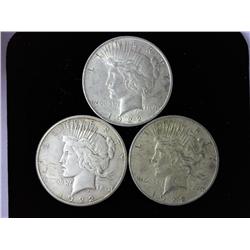 1922-P/D/S Peace Silver Dollars (3 Coins)