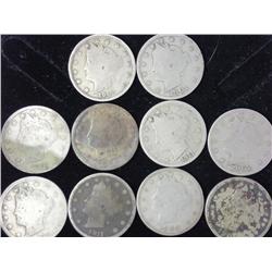10 Assorted Liberty "V" Nickels
