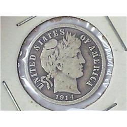1914-D Barber Dime (VG+)