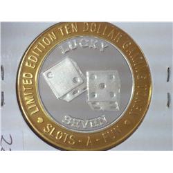 2001 Slots A Fun $10 Gaming Token UNC .999 Silver