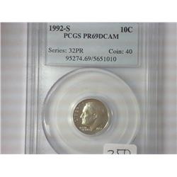 1992-S Roosevelt Dime PCGS PR69DCAM