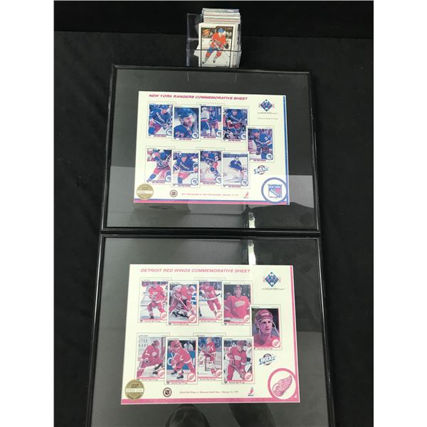 TWO LTD ED 1990-91 UPPER DECK COMMERATIVE TEAM SHEETS RED WINGS/RANGERS