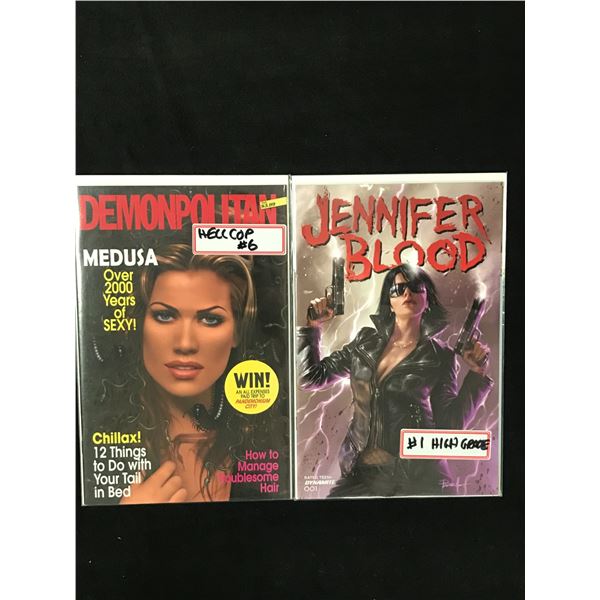 JENNIFER BLOOD NO.1 AND HELLCOP NO.6 COMIC BOOK LOT