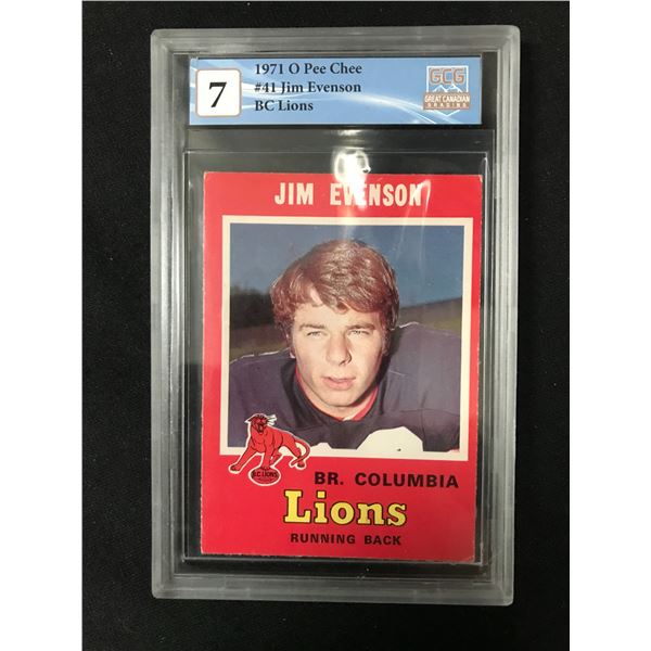 1971 O-PEE-CHEE JIM EVENSEN BC LIONS GCG 7