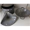 Image 2 : 2 antique Enamel strainers & 1 Enamel pot