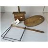 Image 1 : Antique Butter beater, cutting board, & Hot Pie lifter