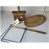 Image 3 : Antique Butter beater, cutting board, & Hot Pie lifter