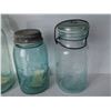 Image 2 : 4 Antique Glass Jars with lids - glass turned blue with age