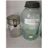 Image 3 : 4 Antique Glass Jars with lids - glass turned blue with age