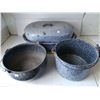 Image 1 : Lot of Antique Enamel Pots & Roaster
