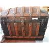 Image 1 : 1800's Fashion Steamers Trunk -wooden & leather - 36"x30"x22  (CONTENTS NOT SOLD WITH TRUNK)