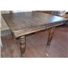 Image 1 : Antique Wooden Table with adjustable leaf (42"L x 42"W x 29"H