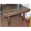 Image 3 : Antique Wooden Table with adjustable leaf (42"L x 42"W x 29"H