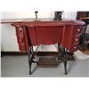 Image 2 : Antique Cast Iron Dominion Sewing machine with Cherry stained Oak with drawers