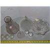 Image 4 : Antique Glass decanter, glass funnels & teat bowl, + shot glasses