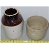 Image 1 : Antique half gallon crock pot & Ceramic  pickle jar