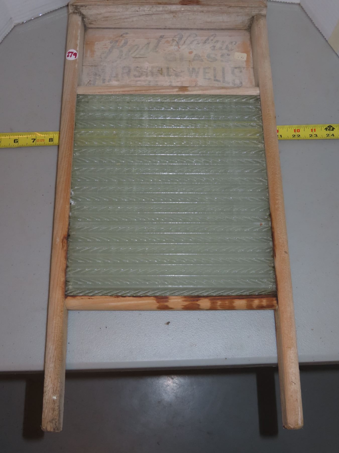 Antique the Best Value Glass MarshallWells company washboard Schmalz