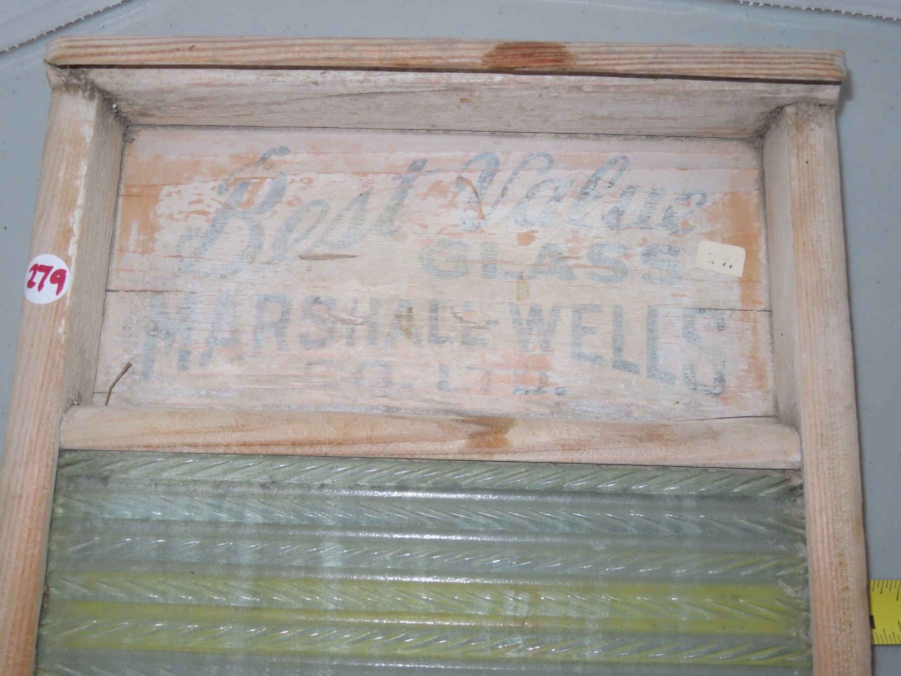 Antique the Best Value Glass MarshallWells company washboard Schmalz