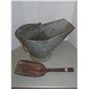 Image 1 : Antique Tin coal pail with shovel