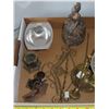 Image 2 : Lot of Assorted antique items (includes vase, decor, ash-tray, Candle holders)