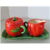 Image 2 : Antique Tomato cream & sugar bowls set with tray