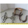 Image 1 : Antique bit, Horse shoe, & Stirrup