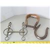Image 4 : Antique bit, Horse shoe, & Stirrup