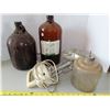 Image 1 : Javex jug, Derma Jug, vintage electric beater, 3 part candy dish, glass jar