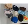 Image 2 : box of vintage ladies hats, hand warmer purse, etc.