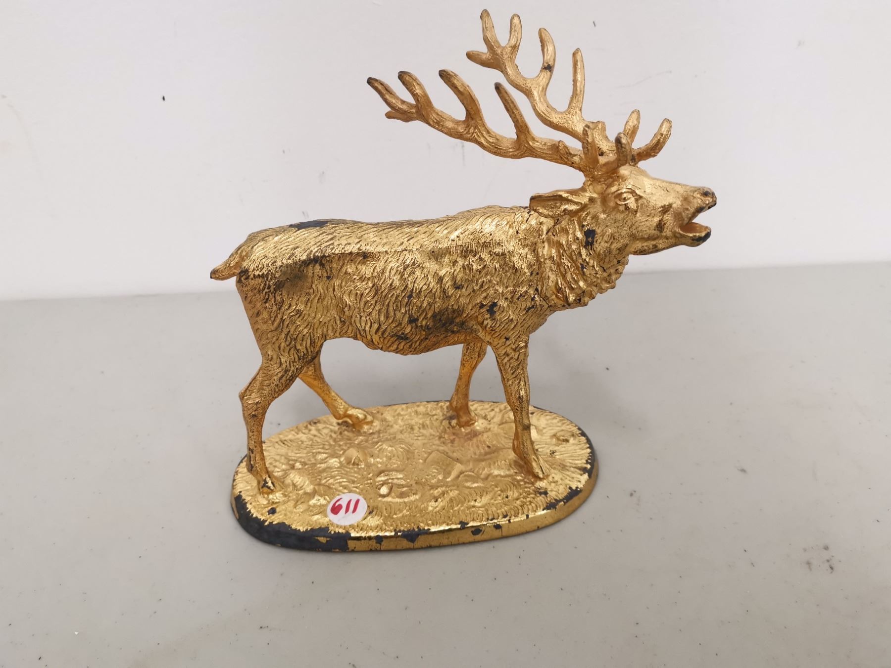 Metal Elk Sculpture (painted gold) Schmalz Auctions