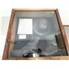 Image 2 : Display case with WWI items - including: Combat boots, War Brodie Helmet  (25"x 26")