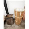 Image 1 : Wooden Lata bin  17.5" diameter x  36"High + Keewatin Lumber 12.75" x 15" x 23" (Only to Storage ite